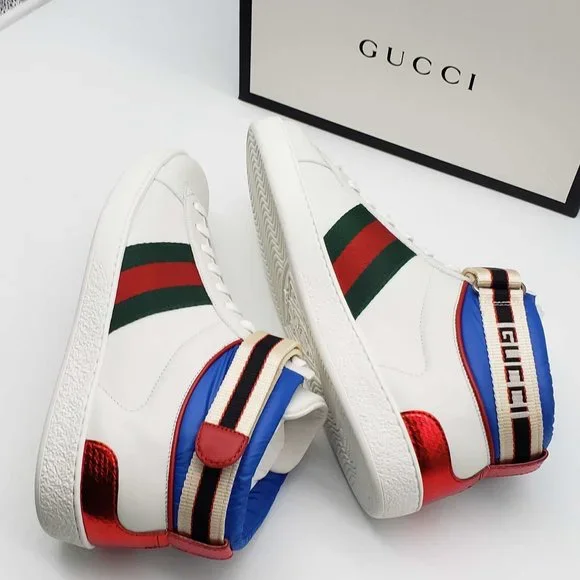 100% Authentic Gucci Ace Stripe High Top Sneaker Unisex - Picture 5 of 11